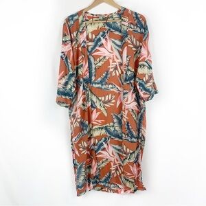LOFT Tropical Floral Long Line Kimono Coverup XS/S